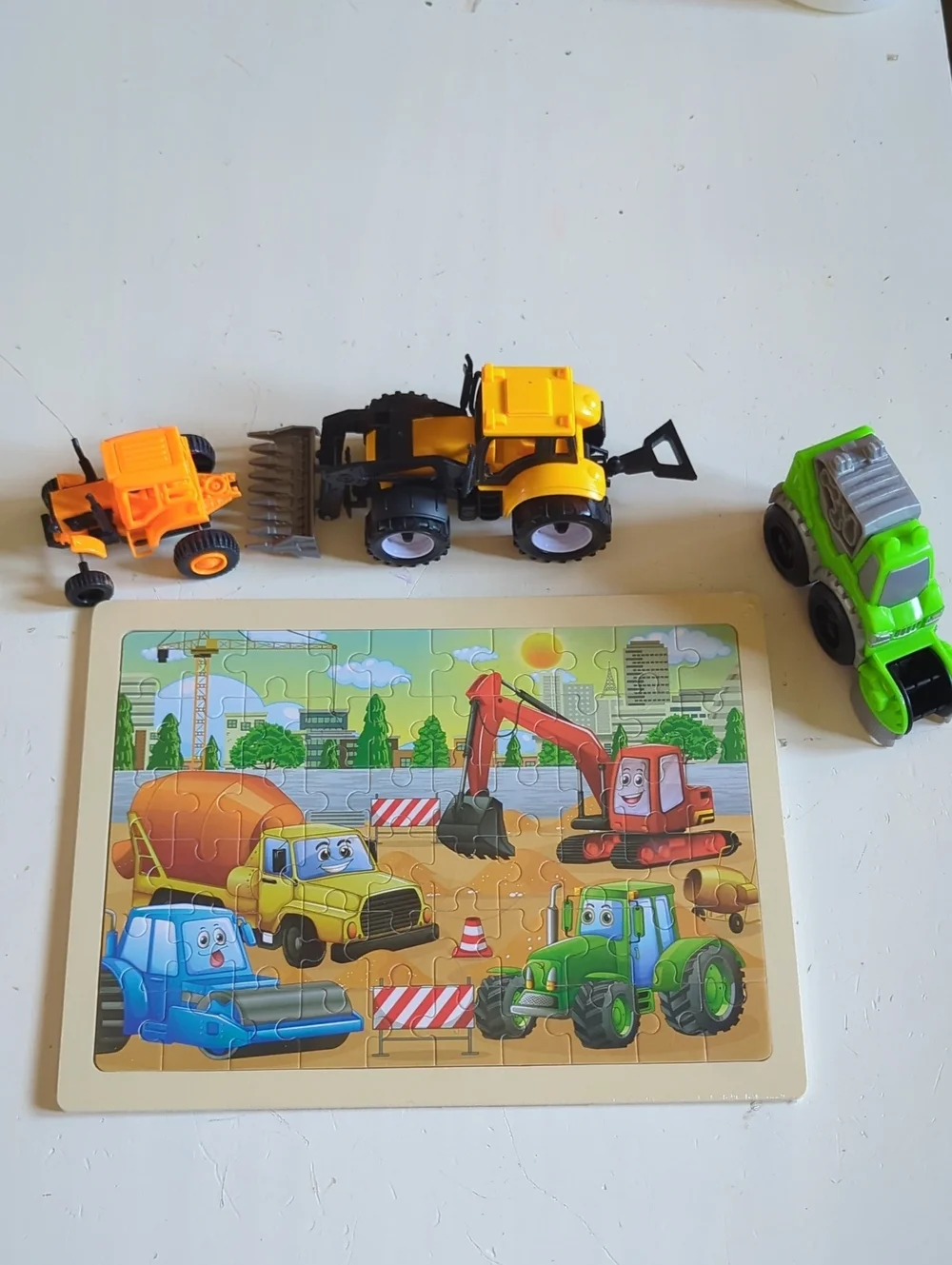 New Construction Vehicles Puzzle and Toy Set Bundle